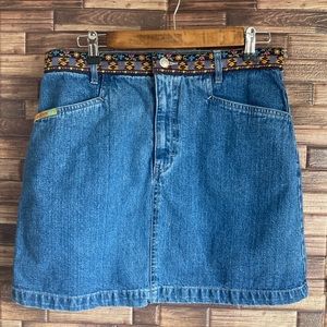 Y2K  Vintage Denim Skirt by No Excuses Juniors11-12 Size Ribbon Trim Denim Skirt